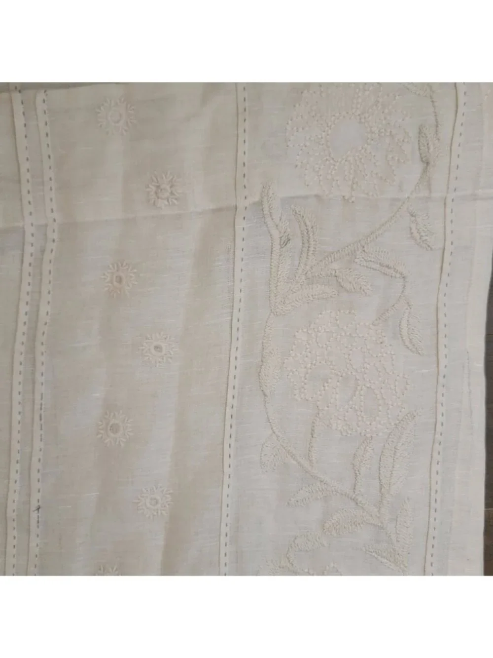 NEW Anthropologie Manette Embroidered Cotton Linen Curtain Boho Chic 50 x 96 in